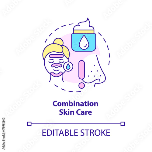 Combination skin care concept icon. Beauty and healthcare. Everyday routine abstract idea thin line illustration. Isolated outline drawing. Editable stroke. Roboto-Medium, Myriad Pro-Bold fonts used
