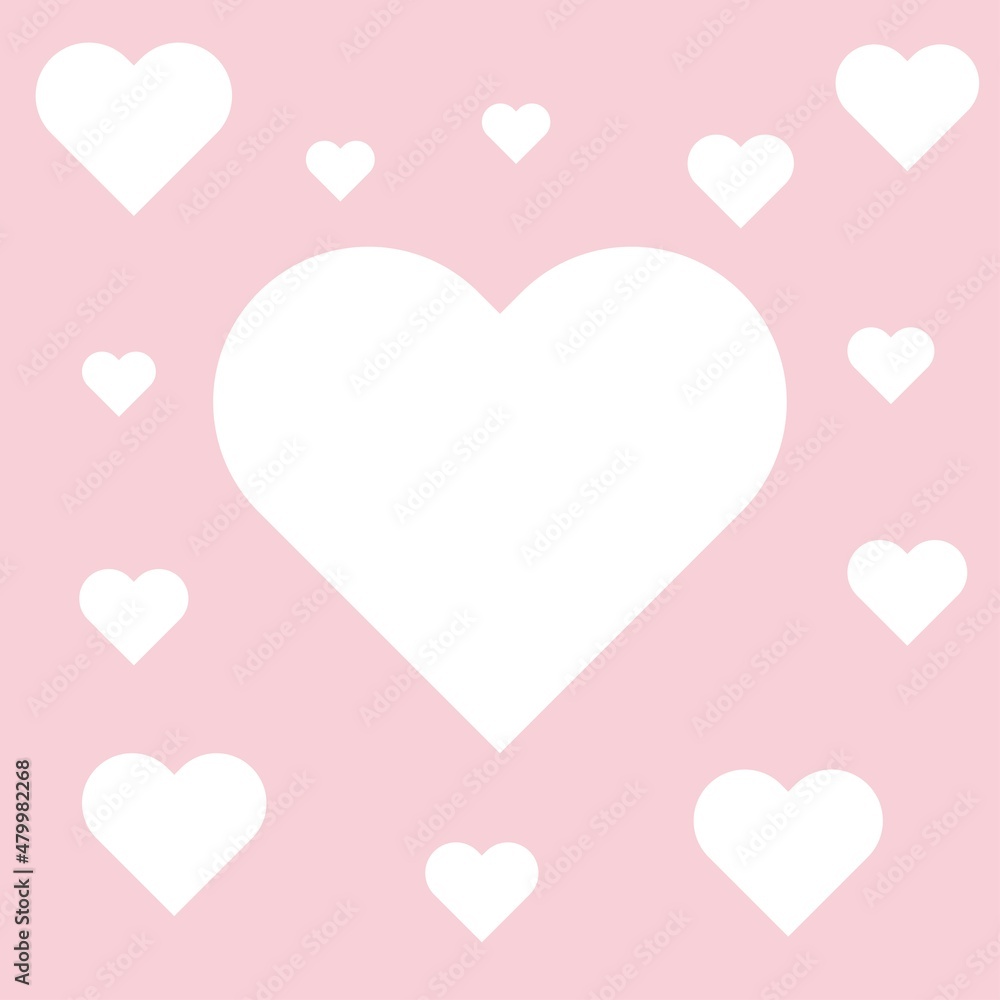 white heart illustration on retro pink background