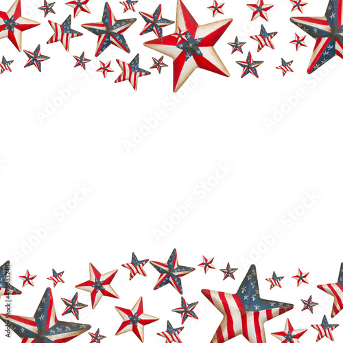 USA border with retro US flag stars on white background