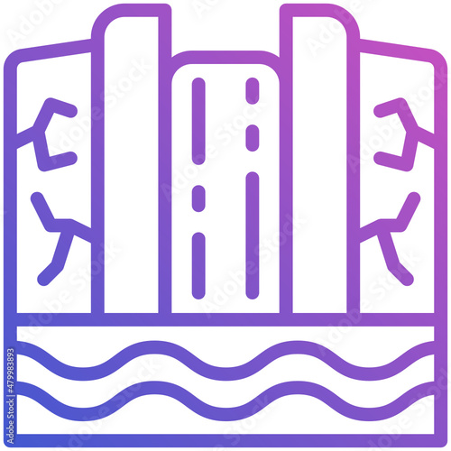 Waterfall line gradient icon