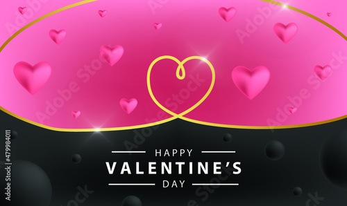 happy valentines day pattern illustration background wallpaper banner template flyer poster event label backdrop modern vector design concept premium color digital card ornamental black gold luxury