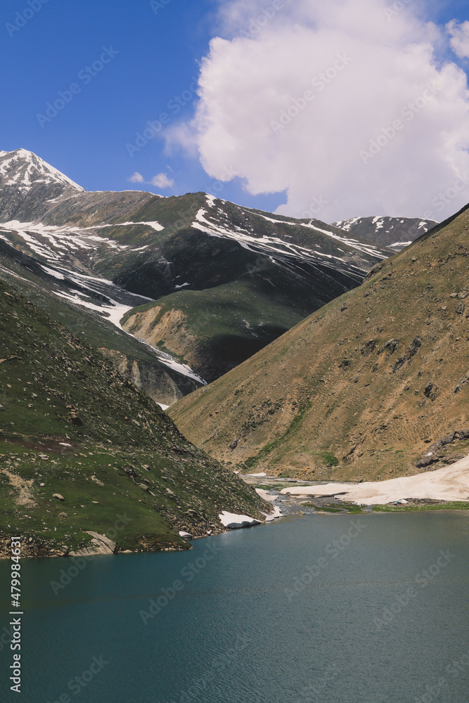 Spectacular Landscape to the Mountain Lake in Gilgit Baltistan Region, Pakistan