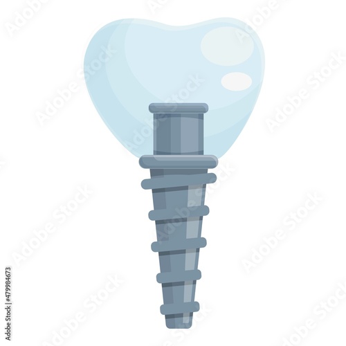 Stomatology dental implant icon cartoon vector. Tooth crown. Oral surgery