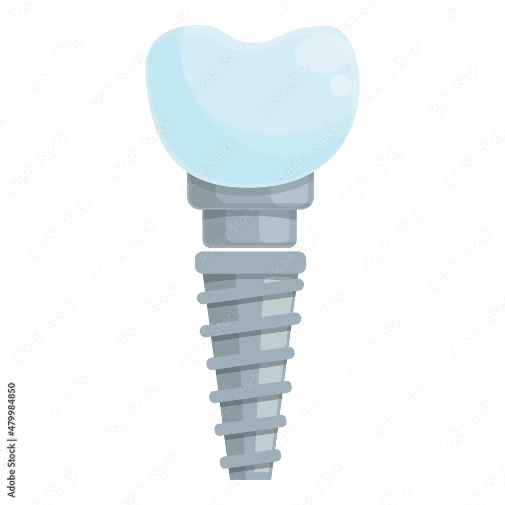 Clinic tooth implant icon cartoon vector. Dental crown. Oral bone Clinic tooth implant icon cartoon vector. Dental crown. Oral bone