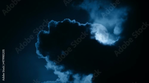 Dramatic Moon Comes Out From Behind Dark Clouds