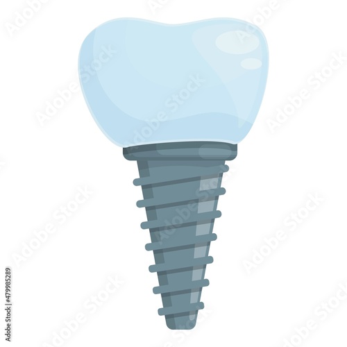 Teeth implant icon cartoon vector. Oral surgery. Denture clinic