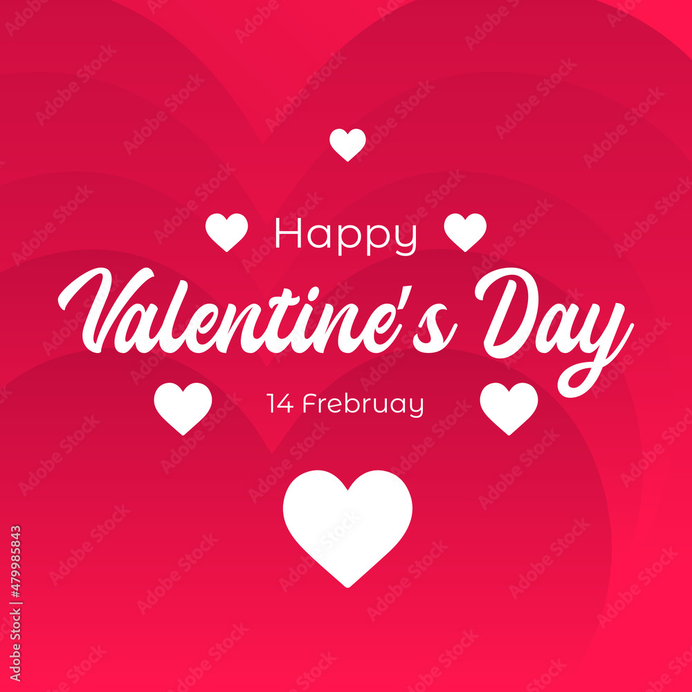 simple square happy valentines day with hearth background vector template