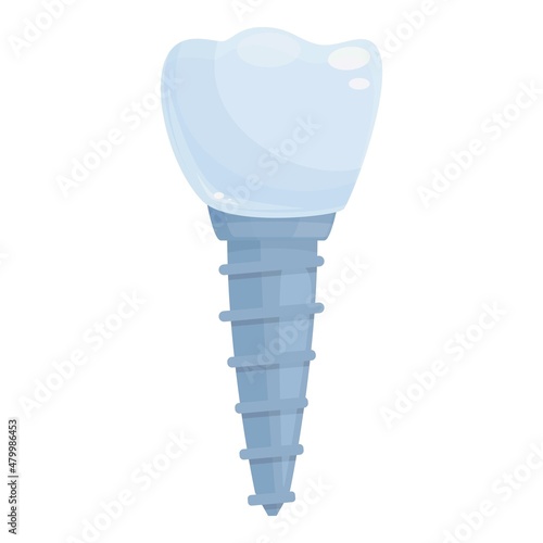 Dental implant screw icon cartoon vector. Crown tooth. Oral surgery