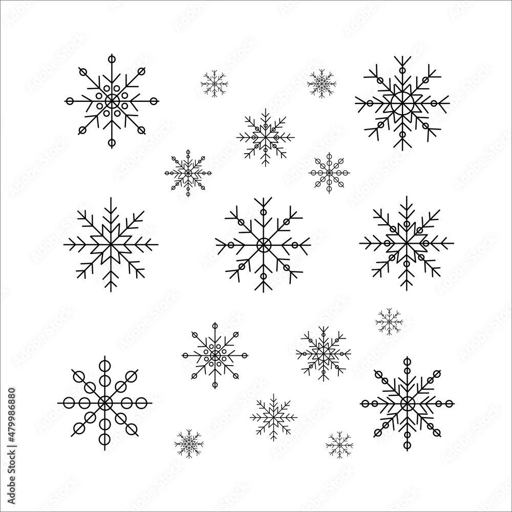 Set of vector snowflakes on white background Set of vector snowflakes on white background
