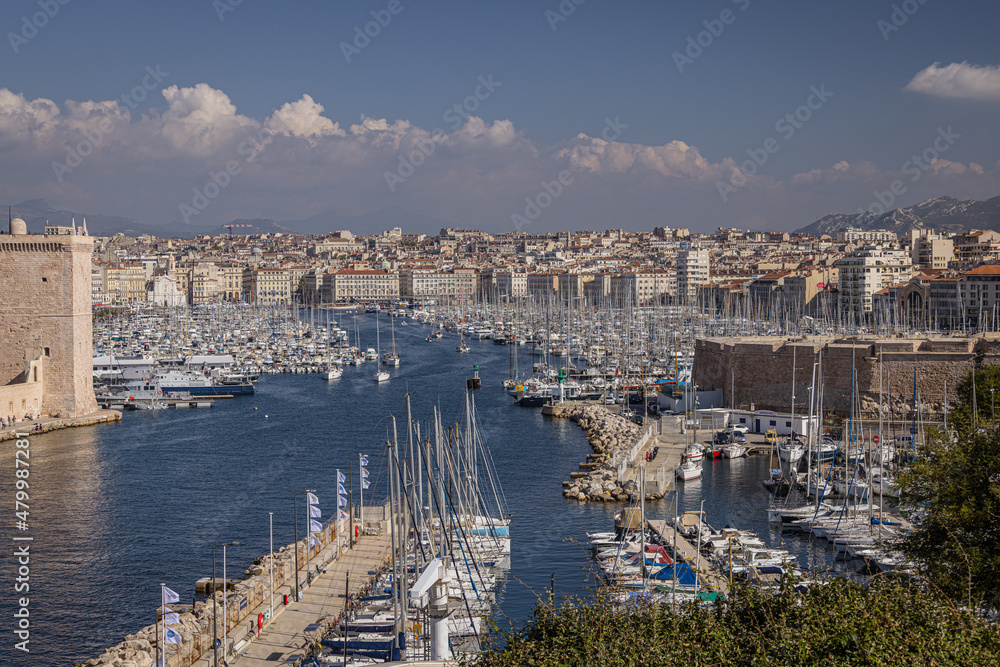 View of the Old Port, Marseille, France