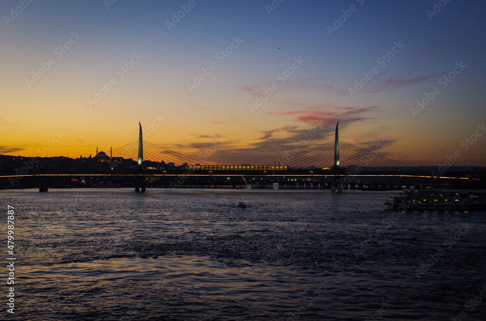 Sunset cityscape of Golden Horn Istanbul, name of this place is Haliç in Istanbul, Turkey. Golden Horn city sunset view. Sunset cityscape of Golden Horn Istanbul, name of this place is Haliç in Istanbul, Turkey. Golden Horn city sunset view.