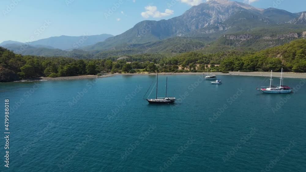 flight over a beautiful clean beach in Turkey Kemer flight over a beautiful clean beach in Turkey Kemer