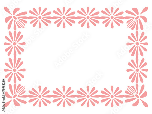 Fényképezés Decorative rectangle frame with pink daisy flowers Vector Illustration Design el