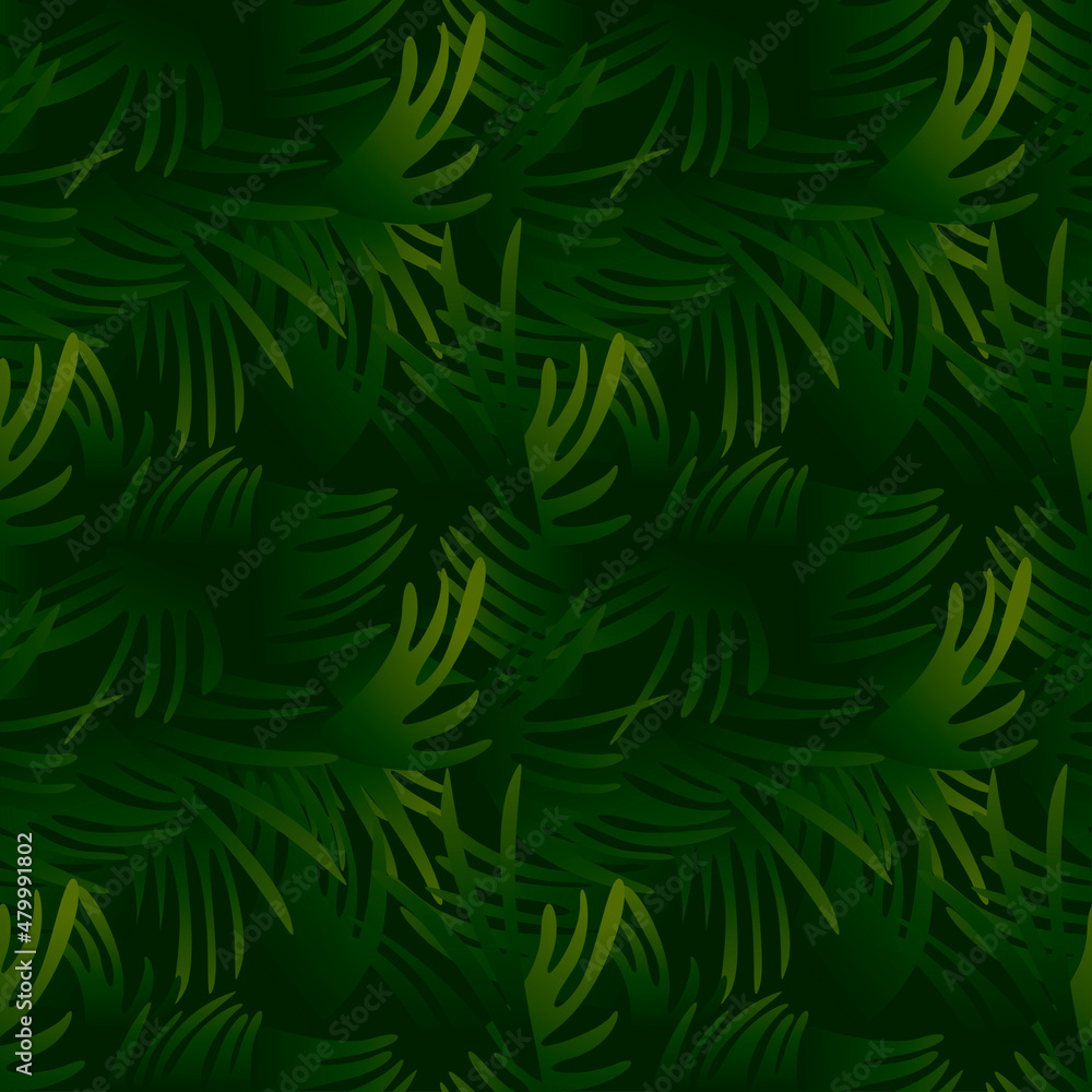 Seamless pattern tropic palm leaves repeating background for design.