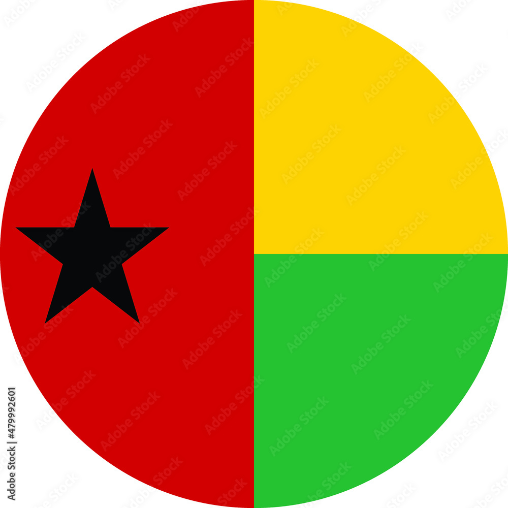 Fototapeta premium Circular national flag of Guinea Bissau