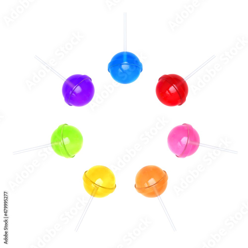 3D rendering rainbow lolipop and white stick