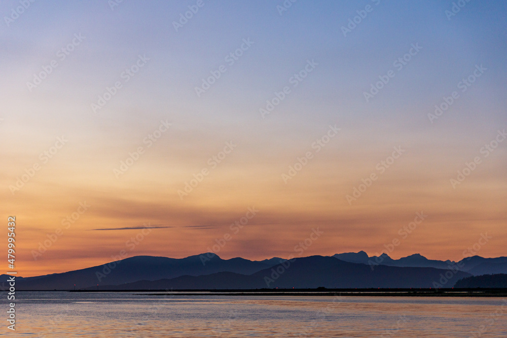 floodplain of the river Fraser summer time at dusk