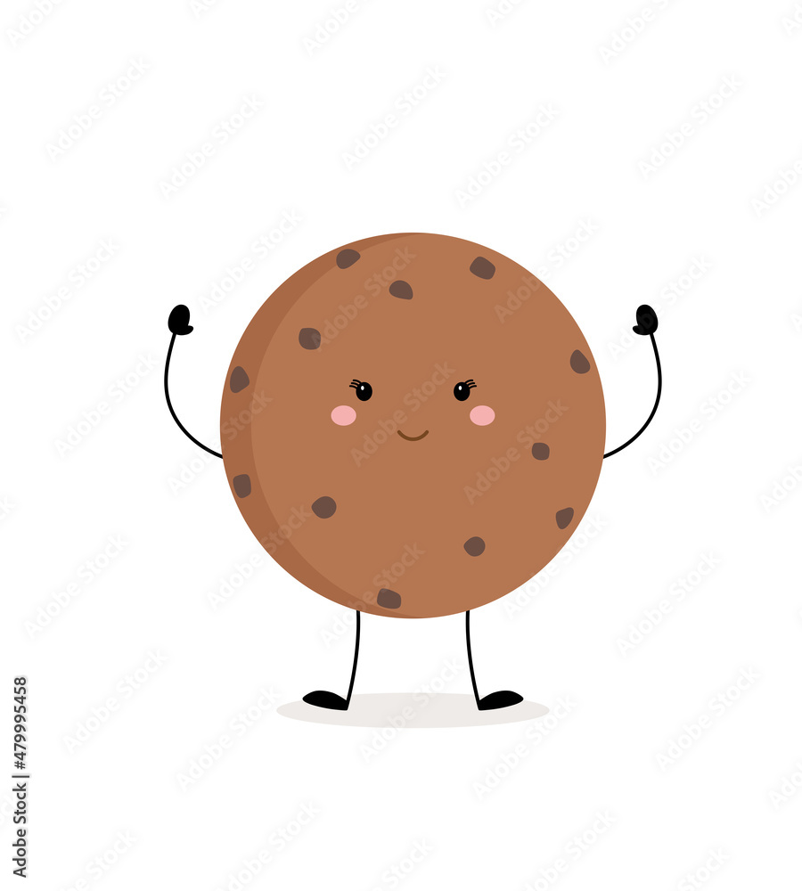 Cute funny smiling chocolate chip cookies.Vector illustration of cute cookies with smilling expression. Cute funny smiling chocolate chip cookies.Vector illustration of cute cookies with smilling expression.