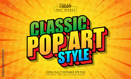 classic pop art editable text effect in cartoon 3d style