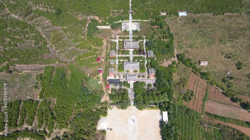 Aerial photography of Mount Tai Chaoyang Cave Forest Park photo