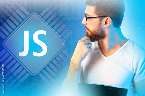 JS logo. Concept of develop...