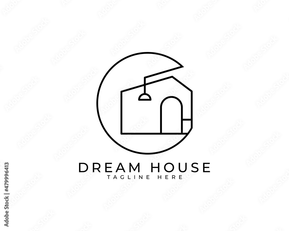 Home furniture line icon logo design template Home furniture line icon logo design template