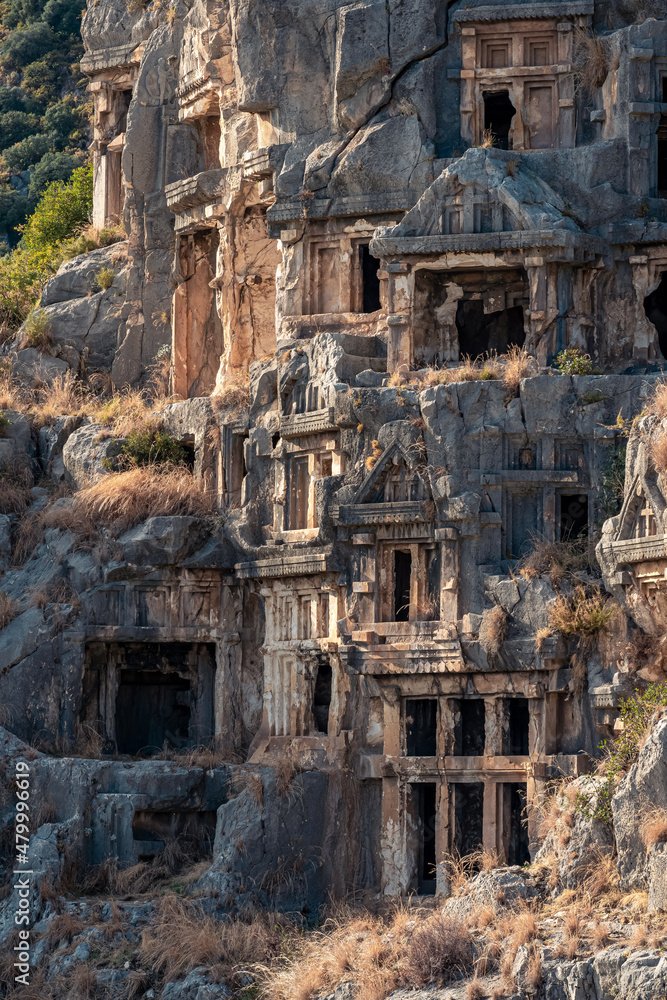 famous complex of stone-cut tombs in the ruins of Myra
