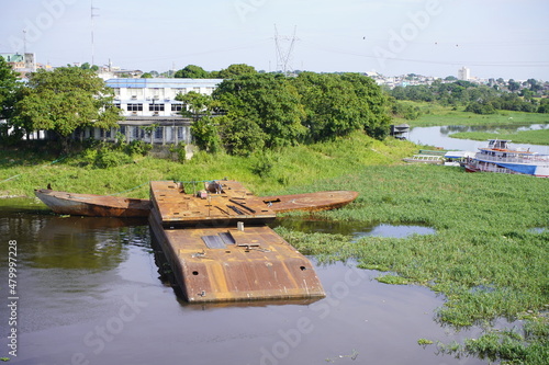 Pontoon construction, Manaus - Sao Raimundo, Amazon – Brazil photo