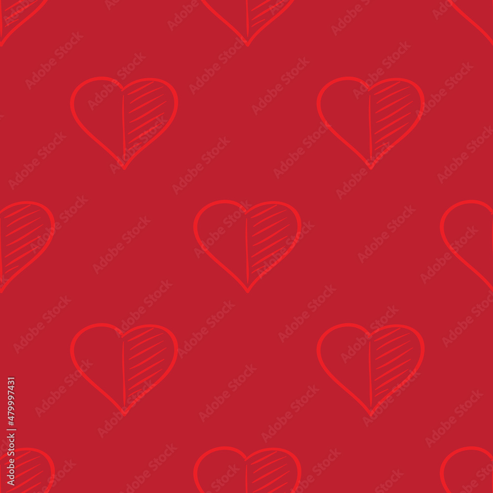 Seamless pattern with hearts. Vector sketch illustration.