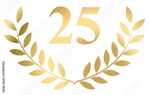 Gold laurel wreath 25 vector isolated on a white background	
