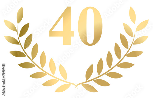 Gold laurel wreath 40 vector isolated on a white background	
