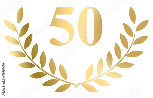 Gold laurel wreath 50 vector isolated on a white background	
