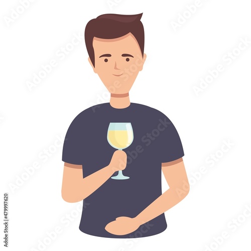 Tasty white wine icon cartoon vector. Alcohol glass. Drink holding
