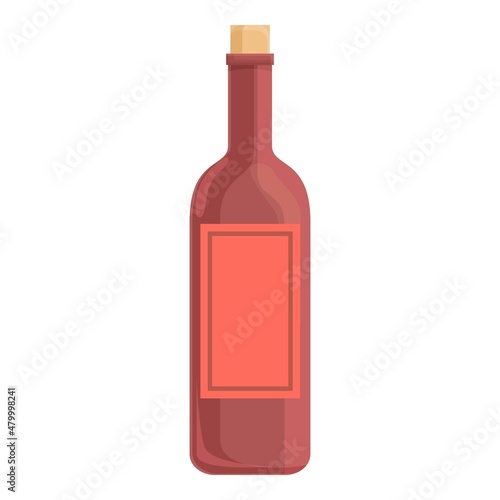 Red wine bottle icon cartoon vector. Aperitif party. Alcohol drink