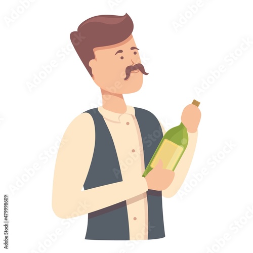 Mustache sommelier icon cartoon vector. Wine alcohol. Woman drink