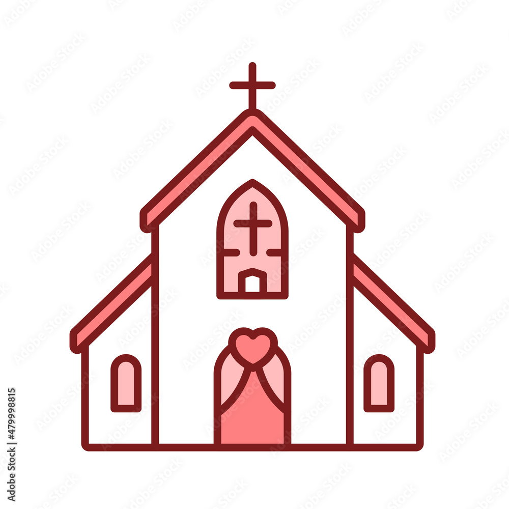 Church building line color icon. Wedding ceremony. Church building line color icon. Wedding ceremony.