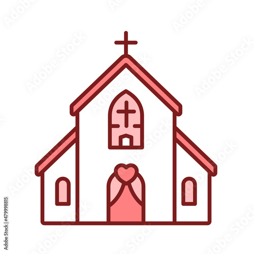 Church building line color icon. Wedding ceremony.