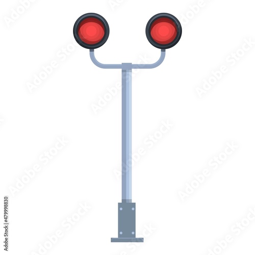 Railway traffic light icon cartoon vector. Train railroad. Road signal