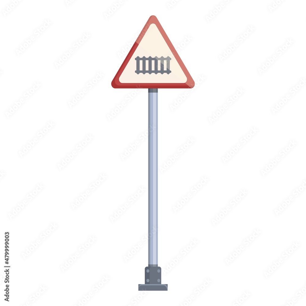 Railroad sign icon cartoon vector. Railway train. Rail road Railroad sign icon cartoon vector. Railway train. Rail road