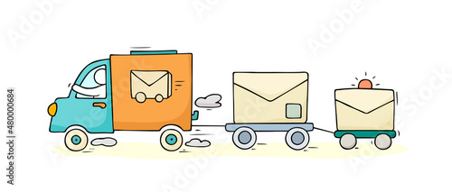 postman letter box delivery truck