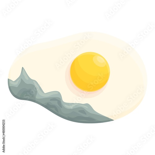 Contaminated fried egg icon cartoon vector. Food bacteria. Virus dirty