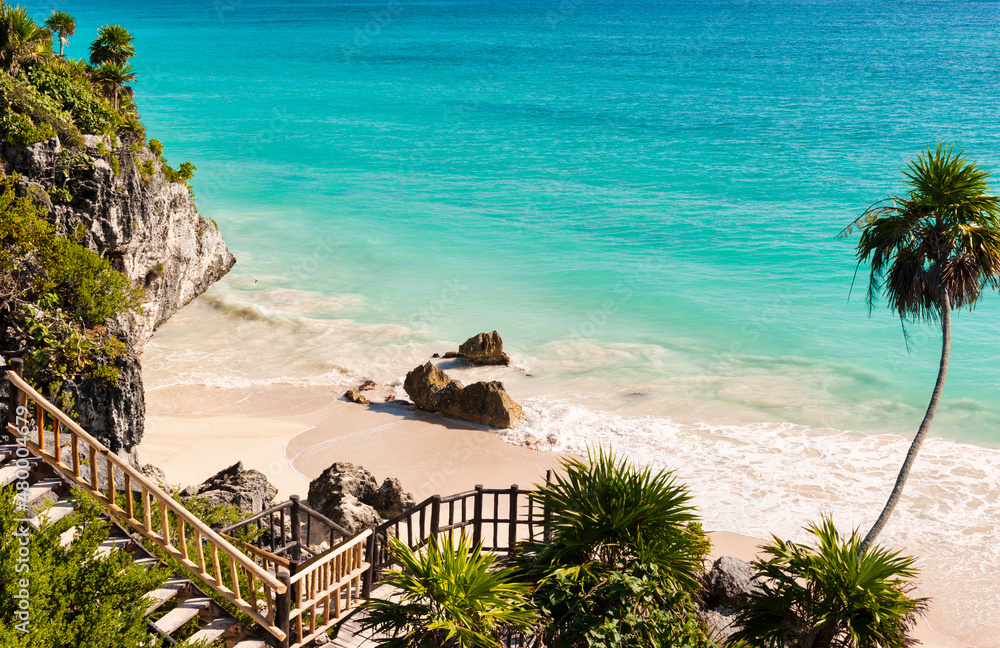 Naklejka premium The beach at Tulum near Cancun in Mexico