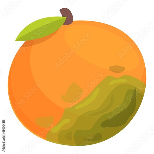 Contaminated orange icon cartoon vector. Fruit food. Virus dirty