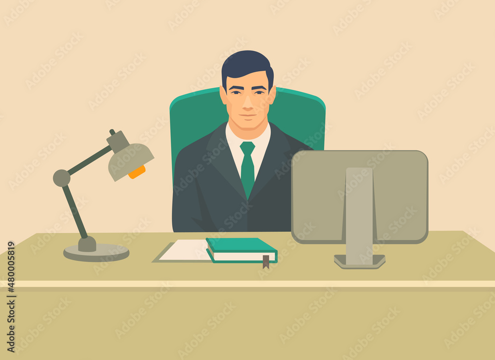 Businessman working at his desk, office worker