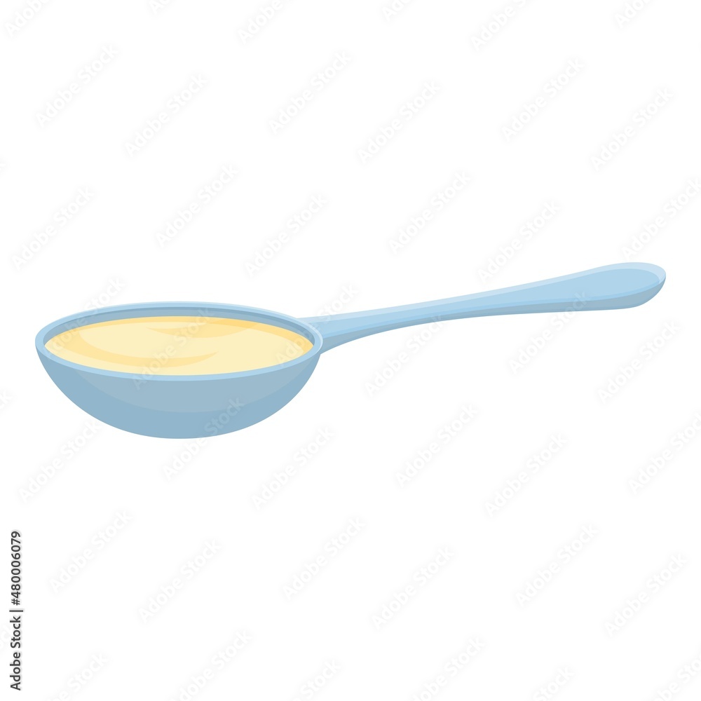 Hot milk spoon icon cartoon vector. Yogurt cream. Shop product Hot milk spoon icon cartoon vector. Yogurt cream. Shop product