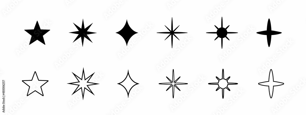 Stars collection. Vector icons isolated on white background. Stars collection. Vector icons isolated on white background.