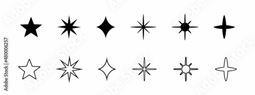 Stars collection. Vector icons isolated on white background.