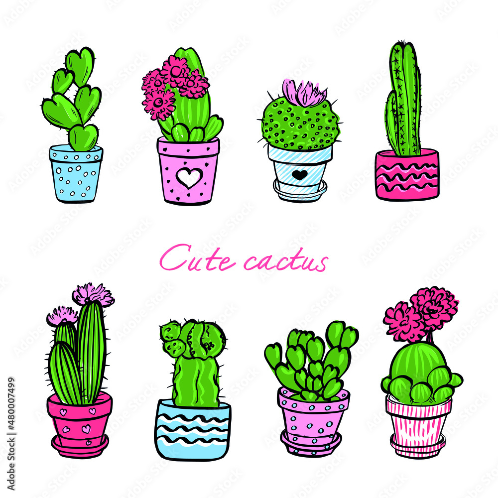 Hand-drawn succulents and cactus. Hand drawn set of different cactus, vector succulents and lettering. Hand-drawn succulents and cactus. Hand drawn set of different cactus, vector succulents and lettering.