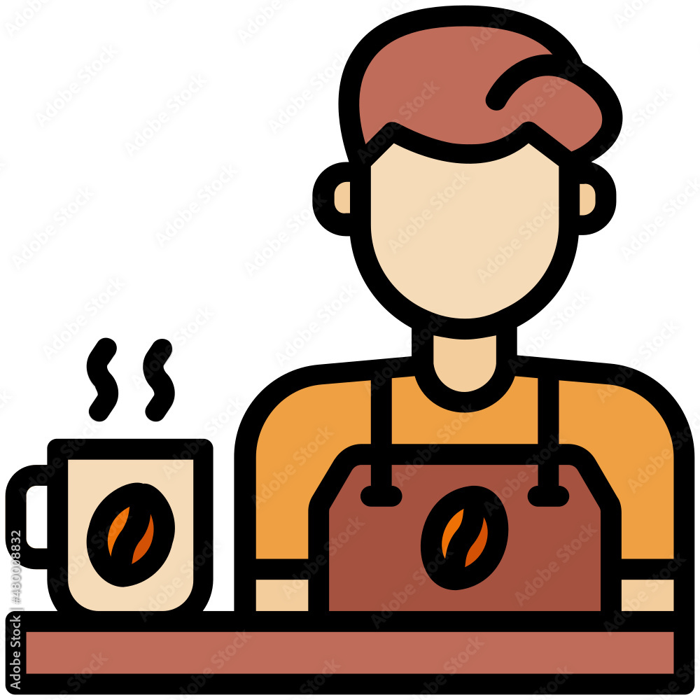 Barista Coffee filled line color icon