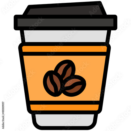 Coffee Cup filled line color icon